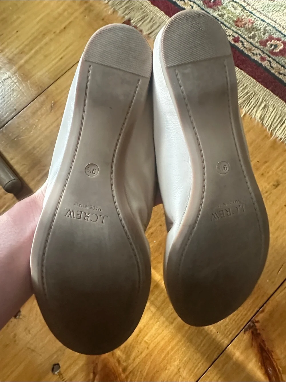 J. Crew Women's Light Beige Leather Ballet Flats
